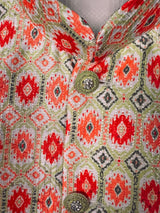 Multi-Color Ikkat men's Nehru/Modi jacket in soft silk with ikkat prints & sequin work — Kaash Collection