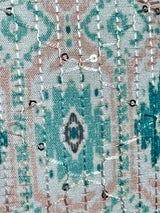 Teal Green Ikkat men's Nehru/Modi jacket in soft silk with ikkat prints & sequin work — Kaash Collection