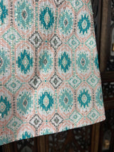 Teal Green Ikkat men's Nehru/Modi jacket in soft silk with ikkat prints & sequin work — Kaash Collection