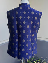 Blue Color with Muted Gold Zari Weave Pattern  Modi Nehru Jacket For Men | Jacket for Kurta | Gift For Him | Party Wear Kurta Jacket