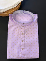 Light Lavender Color Premium Pure Cotton Mens Kurta Pajama Set with small Self design gold Butti | Cotton Mens  Kurtas in Light Colors