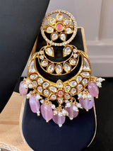 Handmade Statement Long Necklace in Tayani Kundan with Monalisa Beads | Kundan Jewelry | Bollywood Style Wedding Party Jewelry