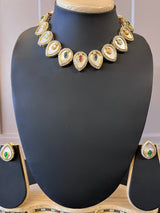 Lightweight Necklace Choker and Earrings Set in MOP Kundan | Mother Of All Kundan | Stones and Zircons | Indian Trendy and Modern Jewelry