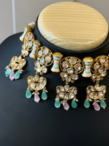 Handcrafted Choker Set with Cloisonne Enamel and sliver folied Polki and Kundan with Monalisa Beads | Indian Trendy and Modern Jewelry