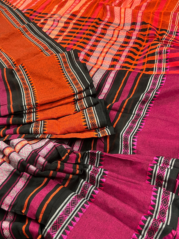 Vibrant Multi Color Ganga Yamuna Begumpuri Pure Khaadi Cotton Handwoven Saree |  Authentic Handloom Saree | Bengal Sarees