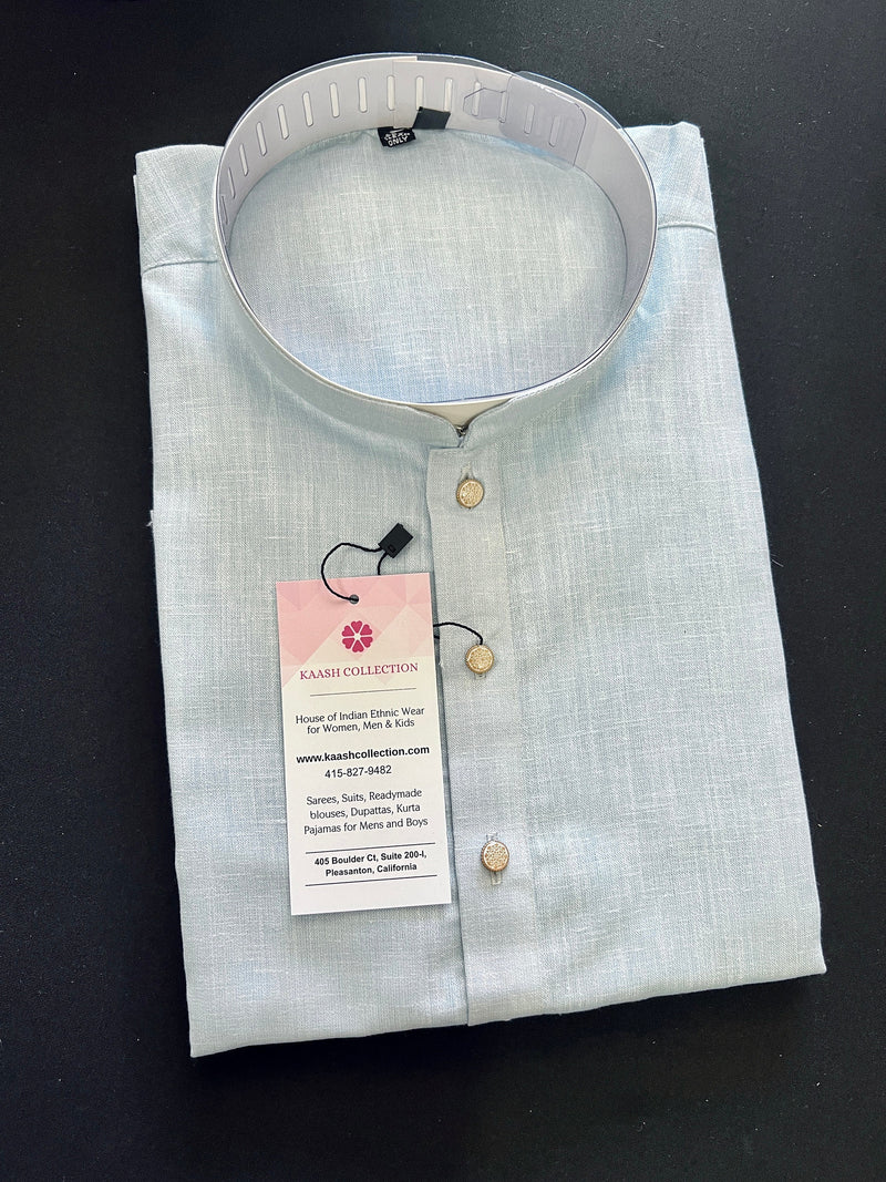 Light Sky Blue Color Premium Pure Cotton Silk Kurta Pajama Set for Men | Cotton Men Kurtas | Pastel Color Kurta | Soft Kurta for Men