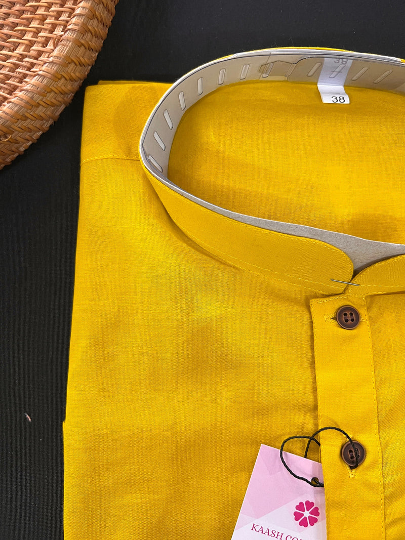 Mustard Yellow Color Soft Cotton Mens Kurta with Pajama | Mens Ethnic Wear | Soft Cotton Kurta