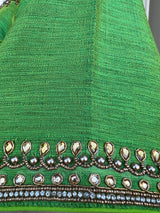 Parrot Green Color Raw Silk Ready to Wear Blouse | Handwork Blouses | Padded Blouse | Size - 36 | Readymade Saree Blouses | Kaash Collection