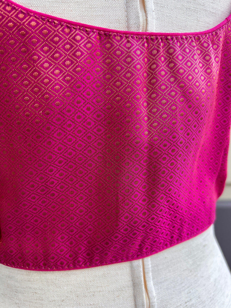 Pink Color Readymade Blouse with small Gold Color design in Brocade | Readymade Blouses | Pink Color Stitched Blouse | ReadytoWear Blouses