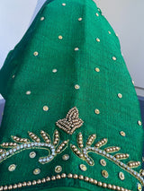 Green Color Ready to Wear Blouse in Raw Silk  | Handwork Blouses | Padded Blouse | Size - 36 | Readymade Saree Blouses | Green Color Blouse