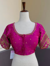 Purple (Falsaa) Color Raw Silk Ready to Wear Blouse | Handwork Blouses | Padded Blouse | Readymade Saree Blouses | Purple Color Blouse