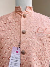 Designer Pastel Peach Modi Nehru Jacket For Men | Waist Coat | Jacket for Kurta | Wedding Jackets for Kurtas | Designer Kurta Jackets