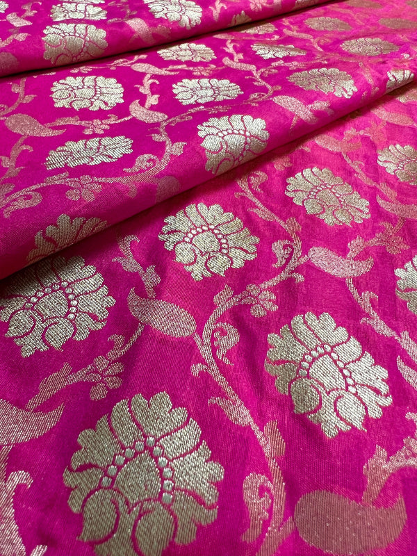 Pink with Orange Dual Shade Traditional Banarasi Handloom Saree in Banarasi Silk | Banarasi Silk Sarees