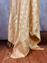 Beige Color Handmade Soft Silk Zari Weaved Dupatta with Chakras | Indian Dupatta | Stole | Gift For Her | Dupatta for Lehenga