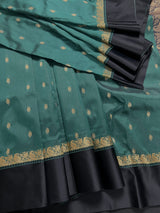 Statement Designer Grren with Black Border and Pallu Saree | Banarasi Silk Saree | Soft Silk Saree | Green Color Saree | Gift For Her