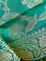 Green Banarasi Floral Soft Silk dupatta with Muted Gold Zari Weaving |  Light Weight Dupatta | Silk Dupatta | Stole | Gift For Her