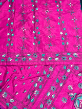 Magenta Pink Bangalori Silk Saree with Hand Kantha Stitch | Handwoven Kantha Stitch Sarees | Kantha Saress | Silk Sarees | Bengal Sarees
