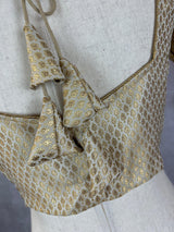 Kiara Advani-Inspired Cream Gold Banarasi ready-to-wear blouse with cream gold with gold buttis — Kaash Collection