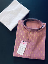 Lavender Color Premium Pure Cotton Kurta Pajama Set for Men with small Self design Butti - Kaash
