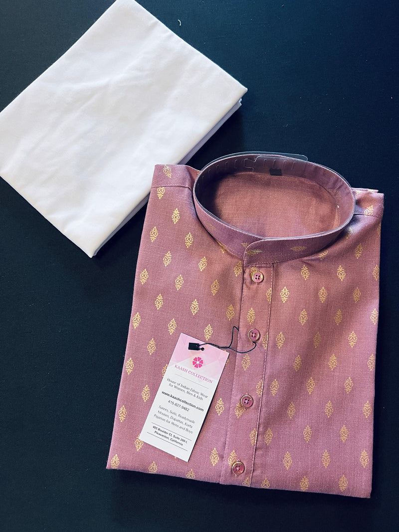 Lavender Color Premium Pure Cotton Kurta Pajama Set for Men with small Self design Butti - Kaash