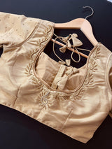 Light Gold Soft Silk ready-to-wear blouse with handwork with beads — Kaash Collection