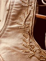Light Gold Soft Silk ready-to-wear blouse with handwork with beads — Kaash Collection