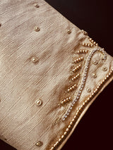Light Gold Soft Silk ready-to-wear blouse with handwork with beads — Kaash Collection