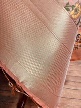 Light Peach Paithani Semi Banarasi dupatta in banarasi semi soft silk with paithani-style floral with meenakari — Kaash Collection