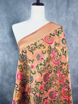 Light Peach Paithani Semi Banarasi dupatta in banarasi semi soft silk with paithani-style floral with meenakari — Kaash Collection
