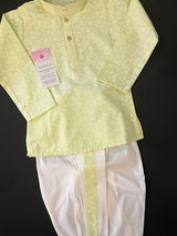 Light Pista Green Infant Cotton Dhoti 2-piece kurta pajama set for boys with cotton dhoti set for infants — Kaash Collection