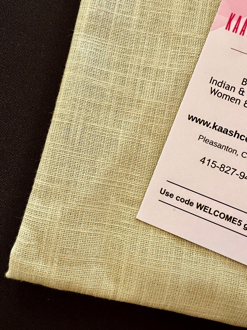 Light Pista Green Color Linen Cotton Kurta Pajama for Men with White Pajama - Kaash