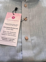 Light Sky Blue men's kurta pajama in pure linen cotton with premium linen cotton with fancy buttons — Kaash Collection