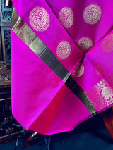 Magenta Pink Banarasi Chakra Designer dupatta in banarasi silk (non-pure) with chakra designer with zari — Kaash Collection