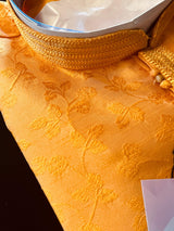 Mango Yellow Raw Silk Indian Men Kurta Pajama 2pcs Set - Kaash