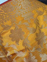 Mango Yellow Double-Tone Soft Silk dupatta in soft silk (non-pure) with double-tone with zari weaving — Kaash Collection