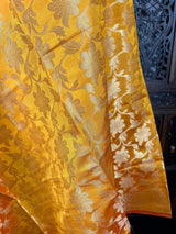Mango Yellow Double-Tone Soft Silk dupatta in soft silk (non-pure) with double-tone with zari weaving — Kaash Collection