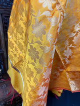 Mango Yellow Double-Tone Soft Silk dupatta in soft silk (non-pure) with double-tone with zari weaving — Kaash Collection
