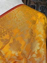 Mango Yellow Double-Tone Soft Silk dupatta in soft silk (non-pure) with double-tone with zari weaving — Kaash Collection
