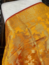 Mango Yellow Double-Tone Soft Silk dupatta in soft silk (non-pure) with double-tone with zari weaving — Kaash Collection