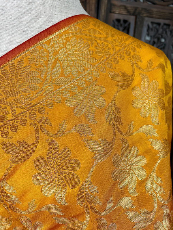 Mango Yellow Silk double tone Soft and Light Weight Dupatta - Kaash