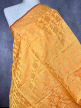 Mango Yellow Soft Silk Floral dupatta in soft silk (non-pure) with floral jaal with muted gold zari — Kaash Collection
