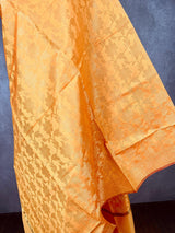 Mango Yellow Soft Silk Floral dupatta in soft silk (non-pure) with floral jaal with muted gold zari — Kaash Collection