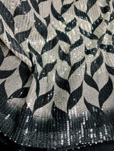 Manish Malhotra Inspired Digital Printed Sequin Saree in Pearl White with Black and Grey | Sequin Party Wear Saree in USA | Party Wear Sarees - Kaash