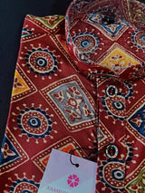 Maroon Bandhej Style Kurta Color Premium Cotton Silk Kurta Pajama Set with Digital Prints - Kaash