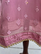 Mauve Pink Silk 3pcs 3-piece (kameez, palazzo, dupatta) with cut danna, sequence, real mirror & embroidery — Kaash Collection