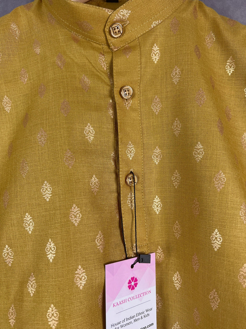 Mehandi Green Color Dhoti Sets for Boys | Soft Cotton Silk Kurtas for Boys | Dhoti Sets for Boys |Kurta Pajama for Boys | Kaash Kids Wear - Kaash