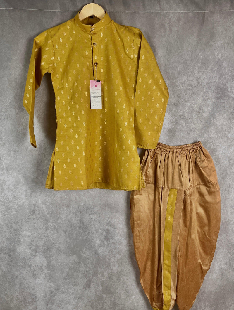 Mehandi Green Color Dhoti Sets for Boys | Soft Cotton Silk Kurtas for Boys | Dhoti Sets for Boys |Kurta Pajama for Boys | Kaash Kids Wear - Kaash