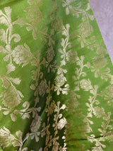 Mehndi Green Soft Silk Light Weight Dupatta with Gold Floral design | Indian Dupatta | Silk Dupatta | Stole | Scarf | Gift For Her| - Kaash