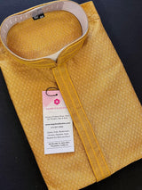 Mustard Gold Color Men Kurta Pajama | Self Design embroidery Style | Mens Readymade Kurta for Wedding | Kurta Pajama for Men - Kaash