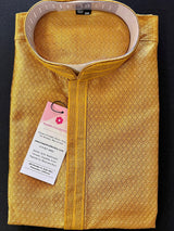 Mustard Gold Color Men Kurta Pajama | Self Design embroidery Style | Mens Readymade Kurta for Wedding | Kurta Pajama for Men - Kaash